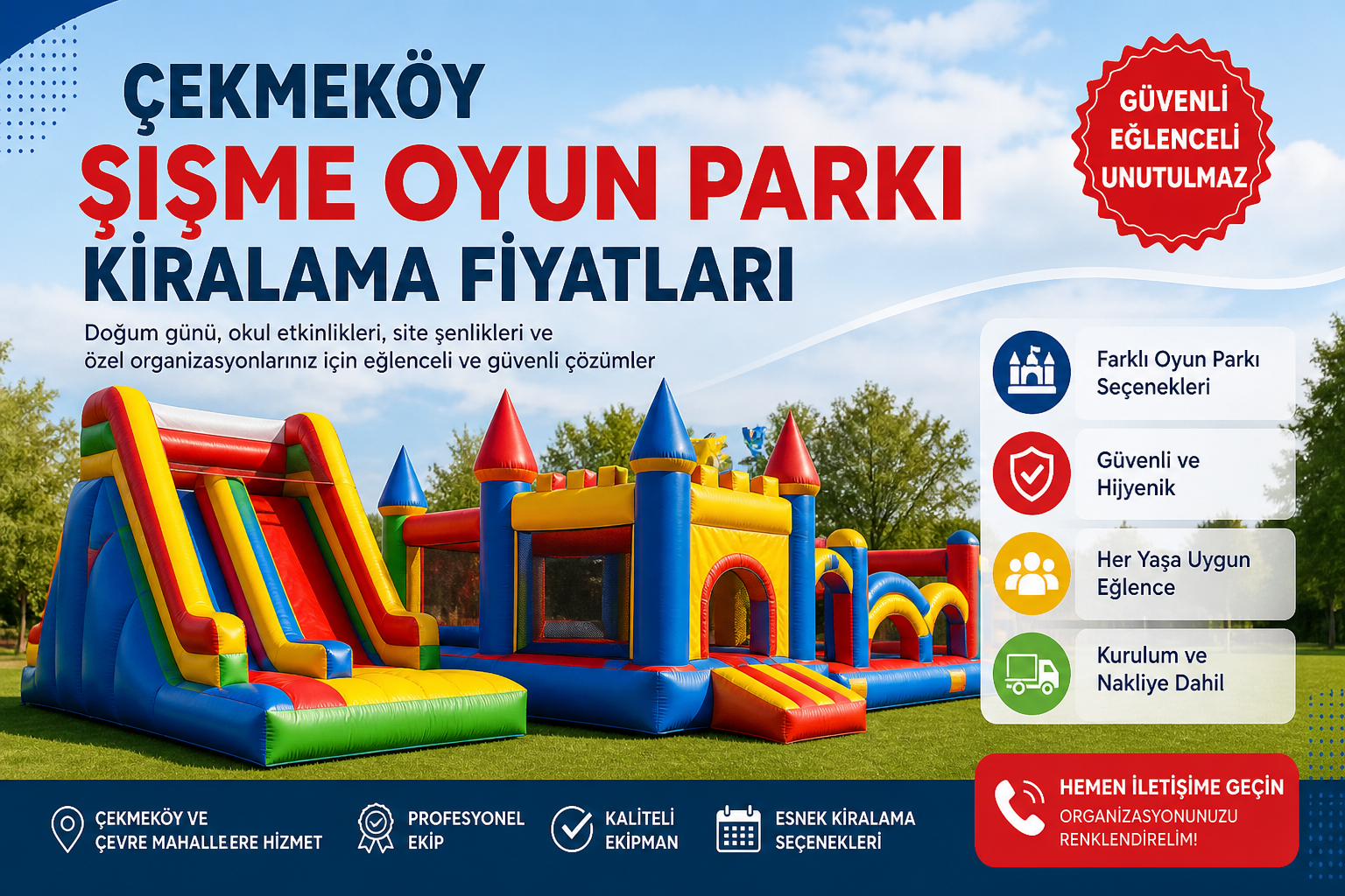 Çekmeköy Şişme Oyun Parkı Kiralama Fiyatları